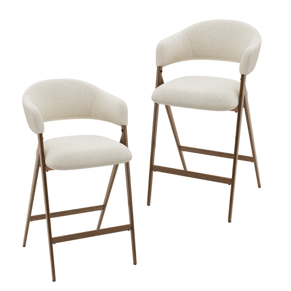 Ergonomic Counter Height Bar Stools with Curved Backrest & Breathable Fabric