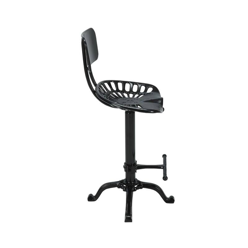 Adjustable Tractor Seat Barstool with Back - 36.5" - Black