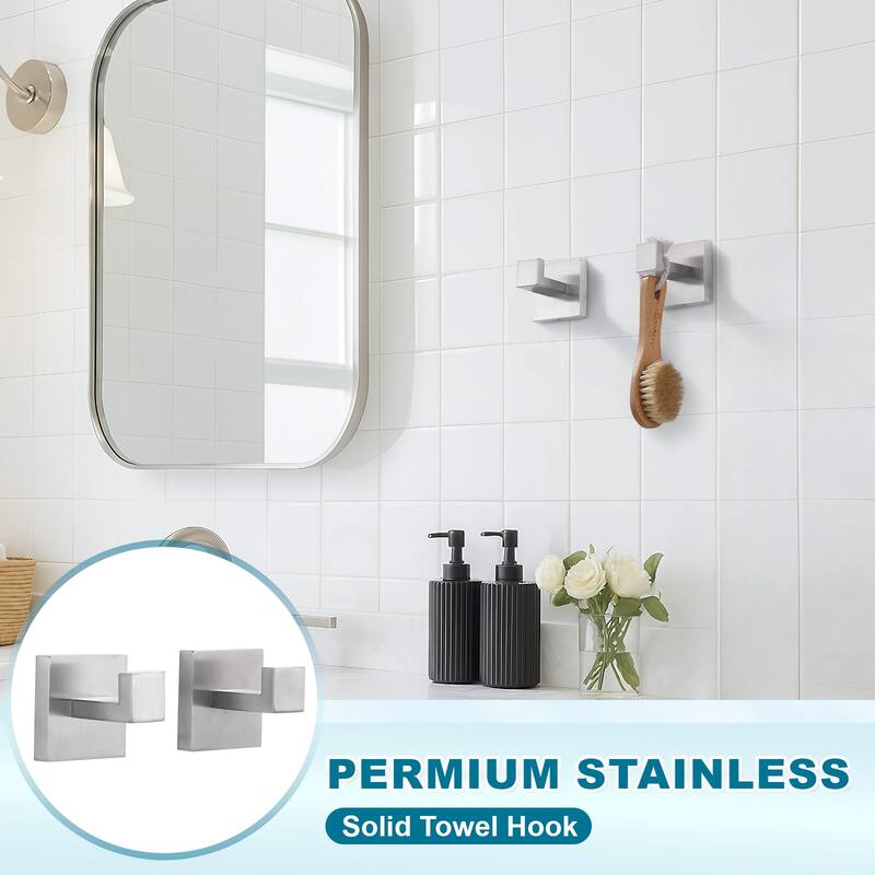 WOWOW J-Hook Wall Mount Robe/Towel Hook 2PCS