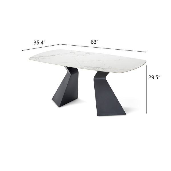 Modern Brilliant Sintered Stone Dining Table - Bed Bath & Beyond - 39711281