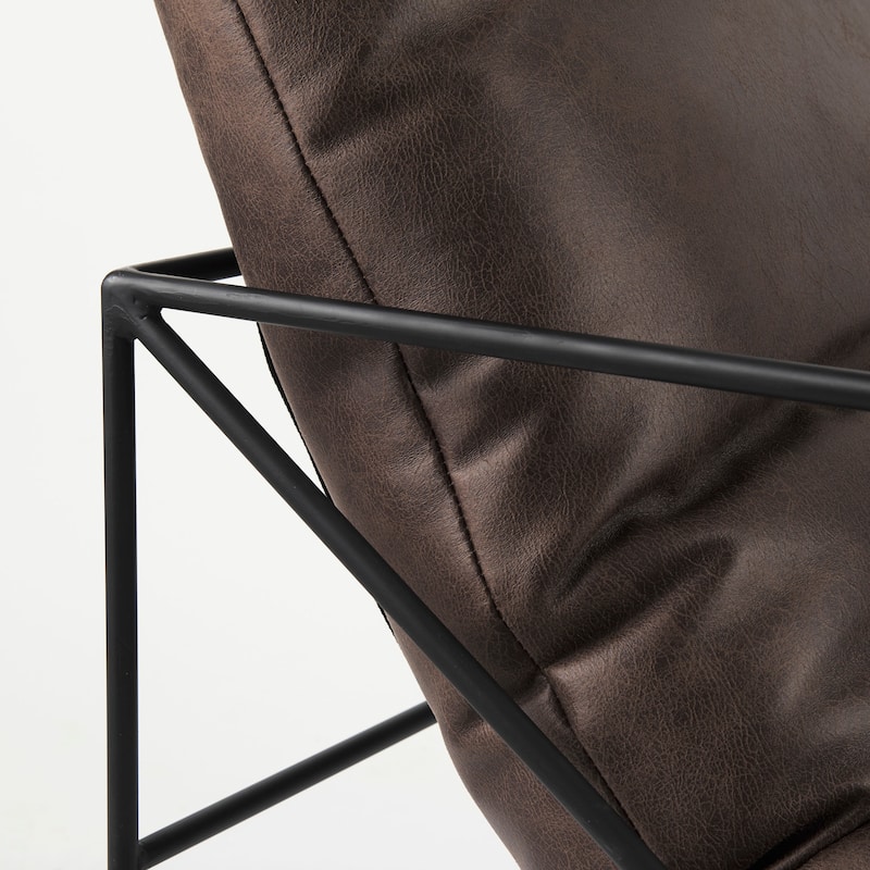 Leonidas Black Faux Leather w/Black Metal Frame Accent Chair