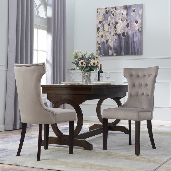 Belleze Set of 2, Taupe Elegant Tufted Upholestered Dining ...