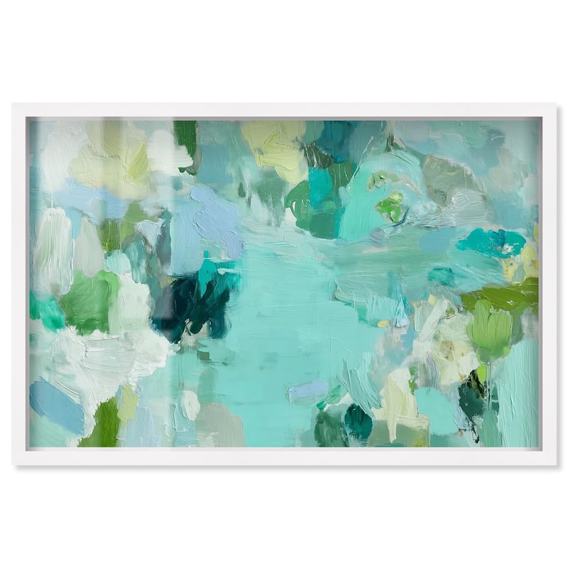 Alista Green Blues Shadowbox by Art Remedy - White - 24" x 16"