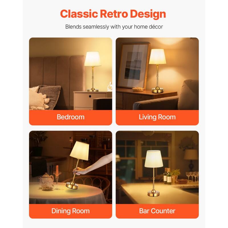 Cordless Desk Lamp with Rechargeable Battery and Adjustable Brightness - 6.3 x 6.3 x 16 inch