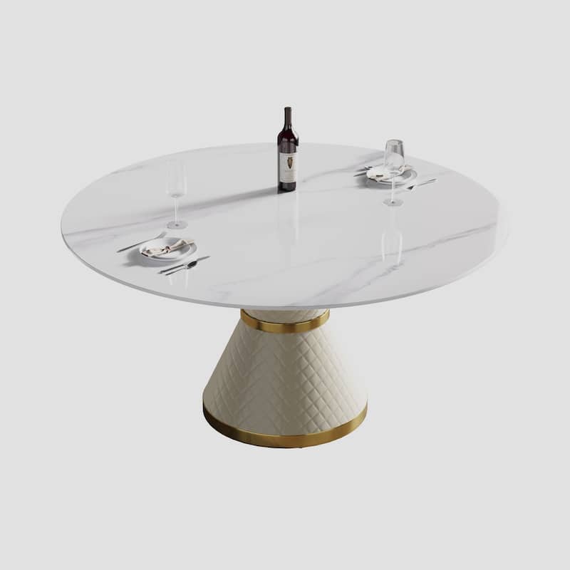 59" Modern Marble Dining Table Round Table