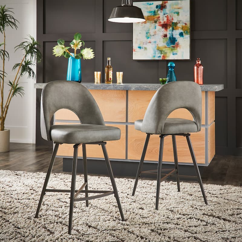 Presley Metal Fabric Swivel Bar Stools (Set of 2) by iNSPIRE Q Modern