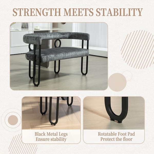 Chenille/PU Upholstered Unique Design 2 Seater Loveseat Chair with Metal Legs for Living Room