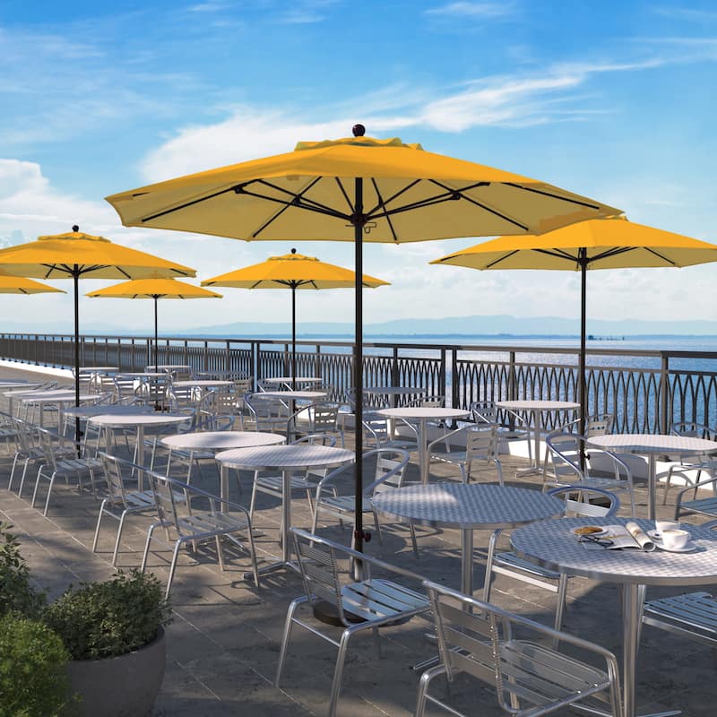 California Umbrella 9' Rd. Aluminum Frame, Fiberglass Rib Patio Umbrella with Sunbrella Fabric, Base Not Included
