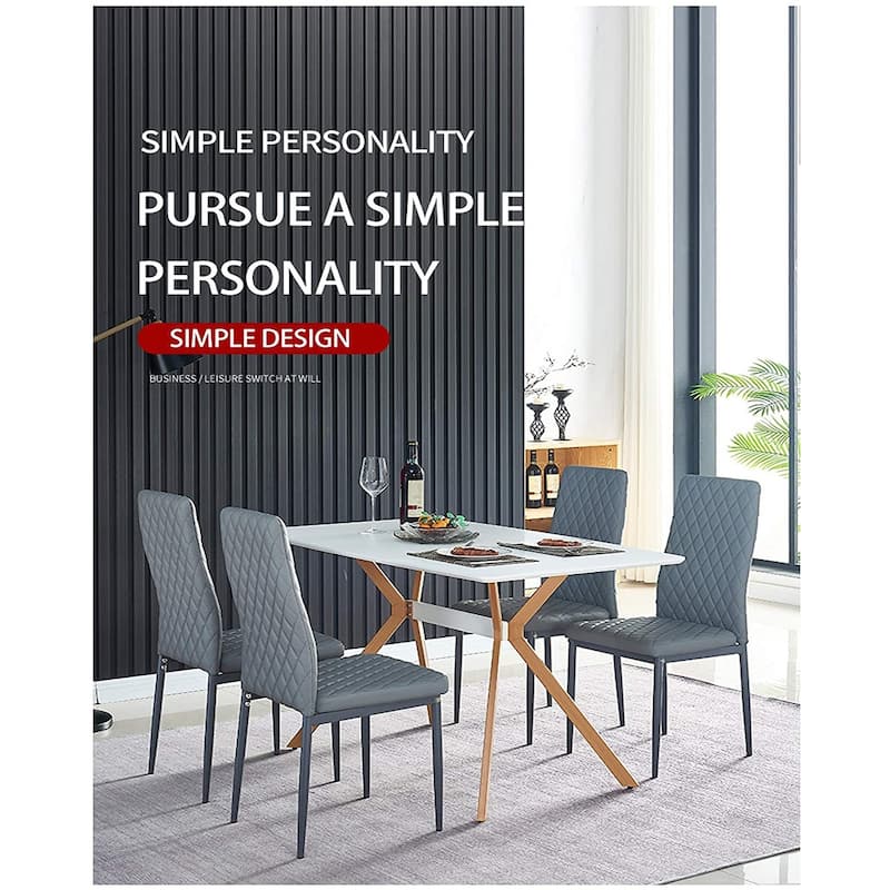 Modern Dining Chairs Set of 6 with PU Leather Seat and Metal Legs Accent Kitchen Side Chairs for Restaurant and Living Room