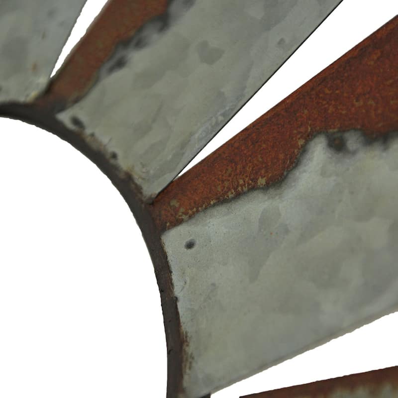 Zeckos 35 Inch Metal Half-Windmill Wall Sculpture Farmhouse Decoration