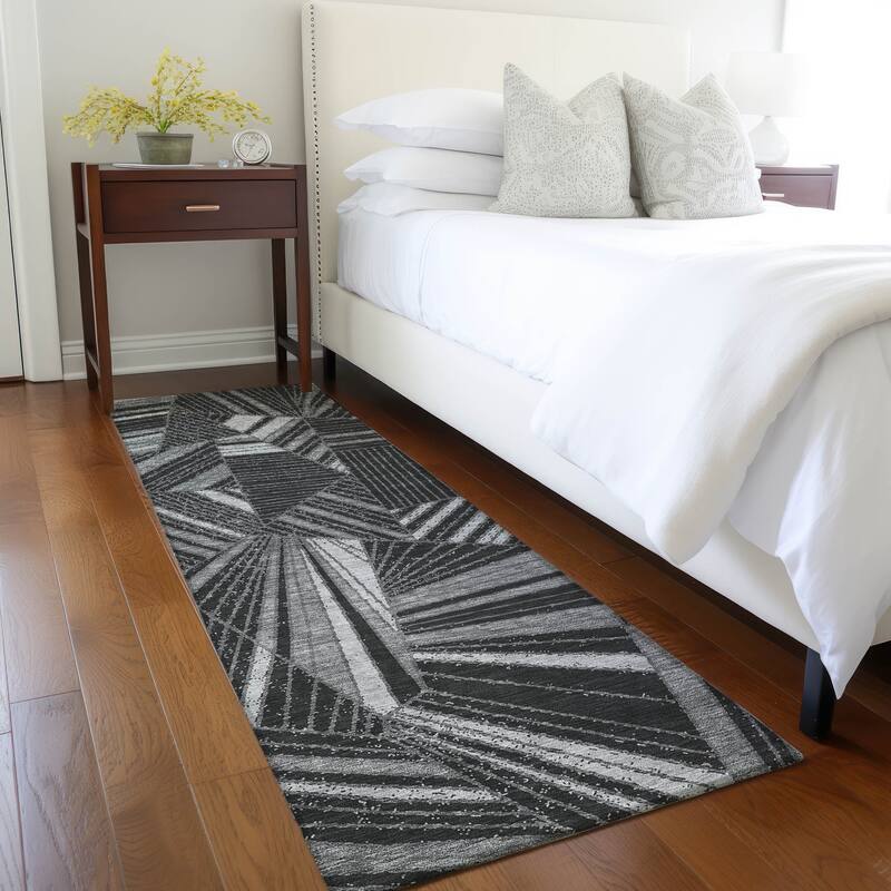 Machine Washable Indoor/ Outdoor Chantille Modern Mosaic Rug