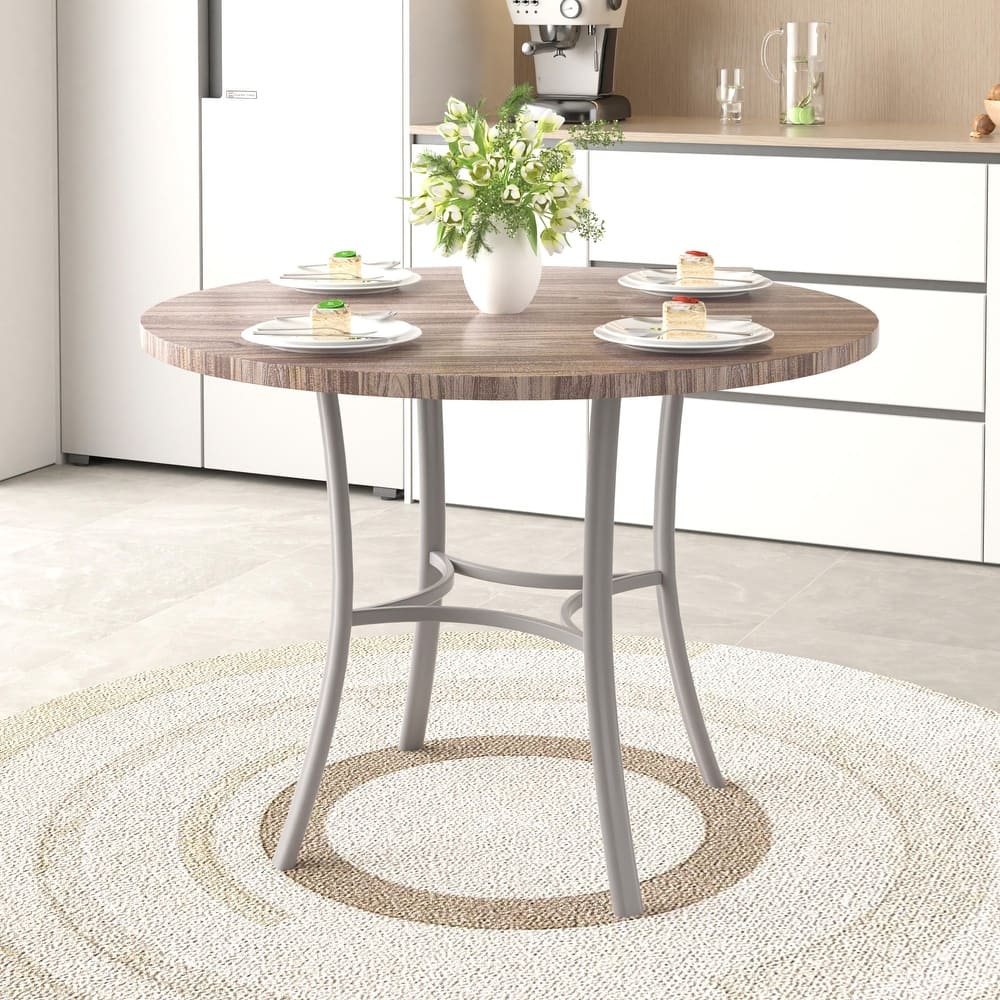 VECELO 36 Inch Round Dining Table for 4 with 400lbs Capacity Sturdy Curved Legs for Kitchen & Dining Room