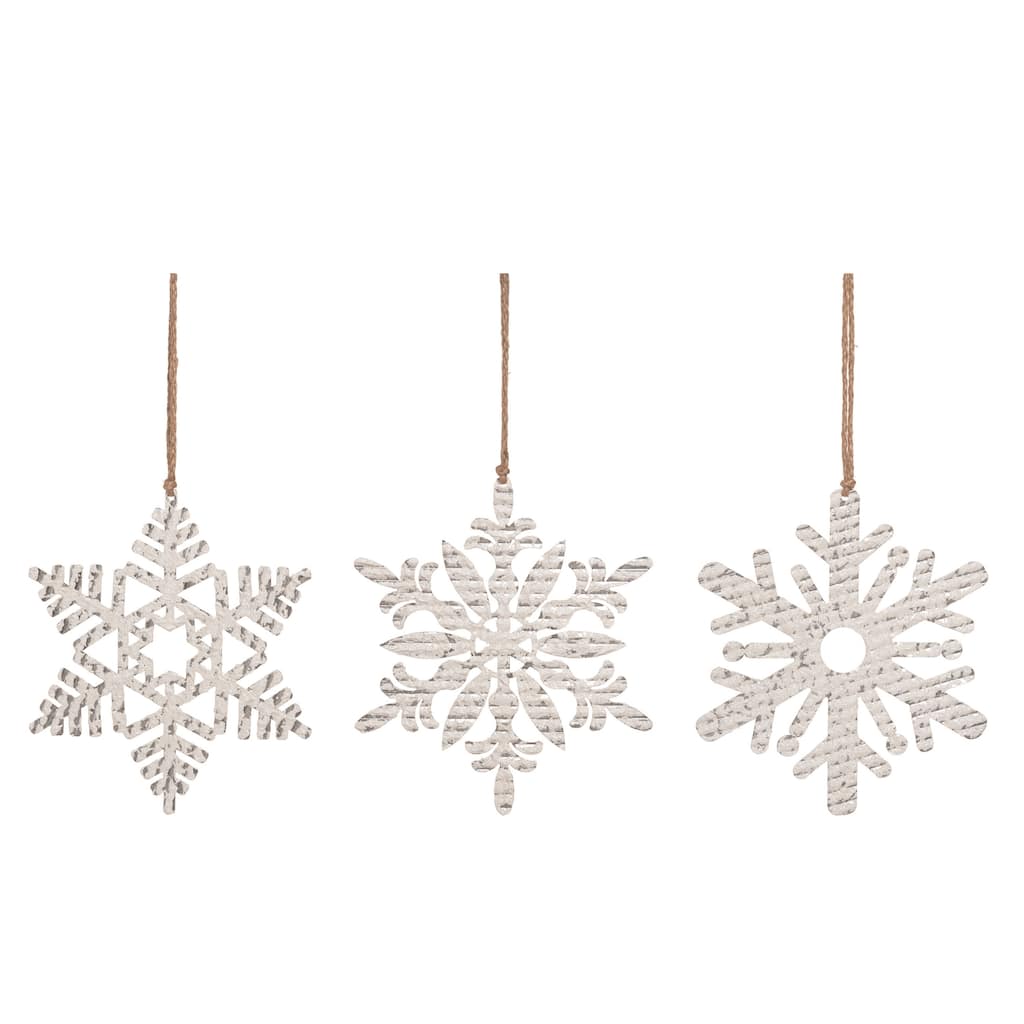 Transpac Large Metal Snowflake Ornament Set of 3 Christmas Home Decorations