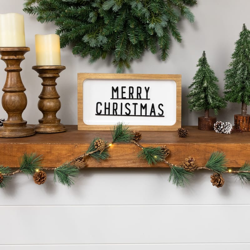 Pre-Lit B/O Pine Needle and Pinecone Christmas Garland - 4.5' - Warm White Lights