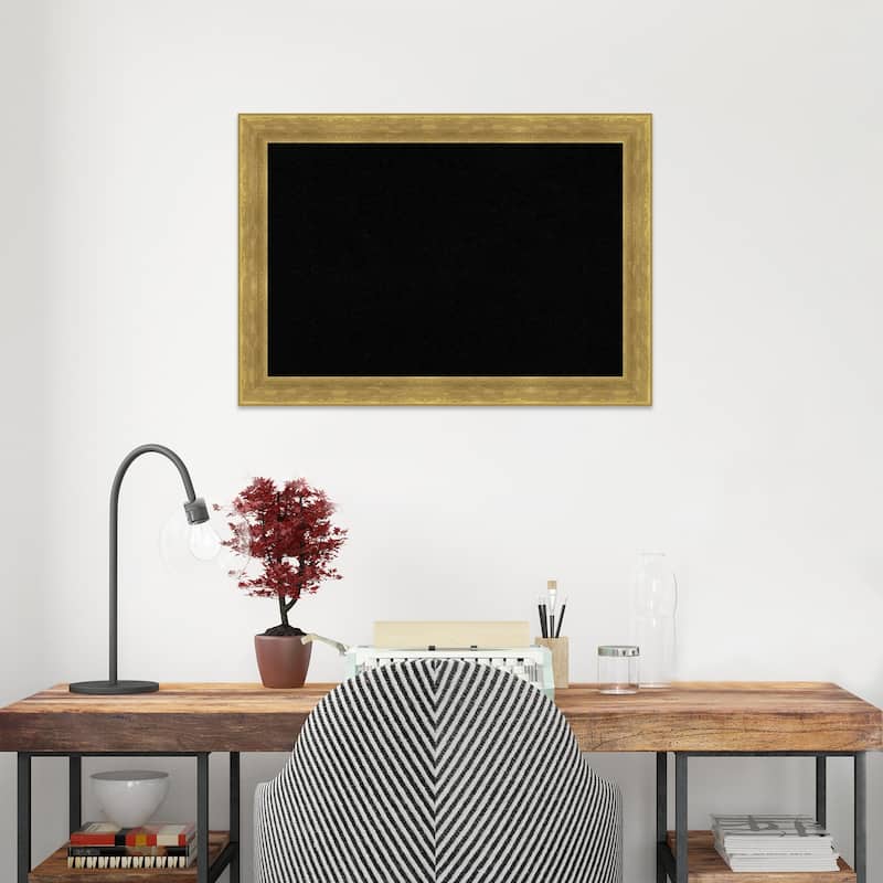 Angled Gold Wood Framed Black Corkboard Bulletin Board, Organization Board, Pin Board