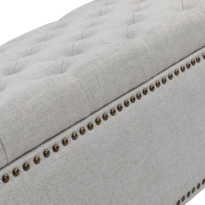 Felix Classic Button-Tufted Storage Bench With Nailhead Trims By HULALA HOME