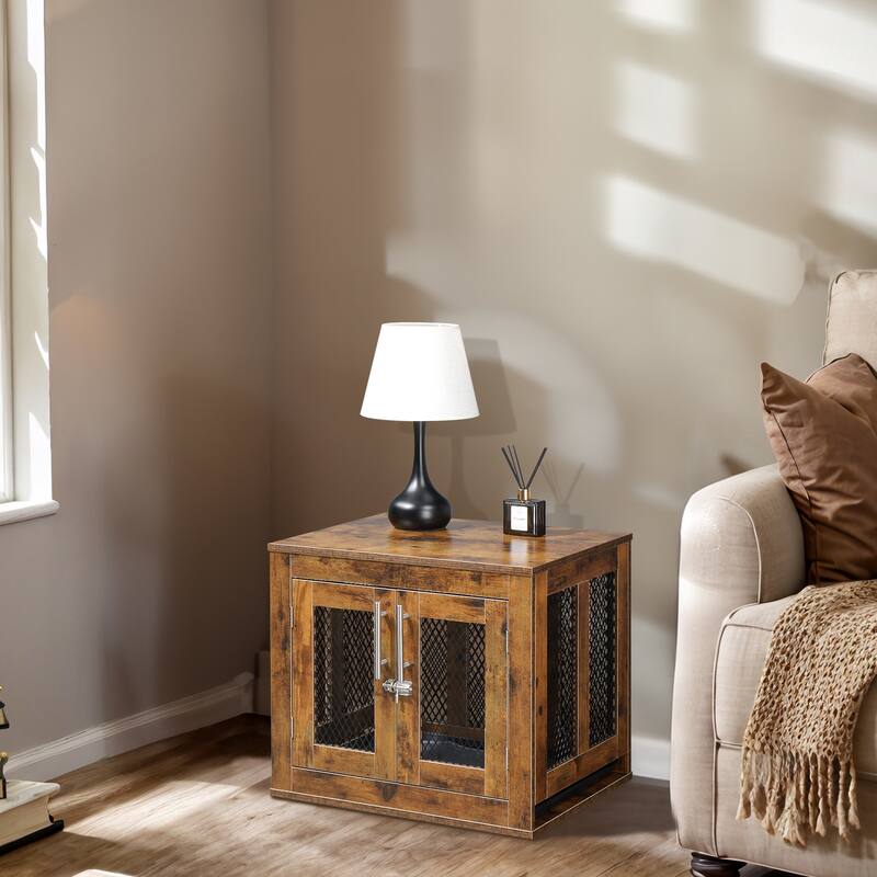 Furniture Dog Crate With Tray For Large Dogs, Indoor Aesthetic Puppy Kennel Pet House Dog Cage With Door