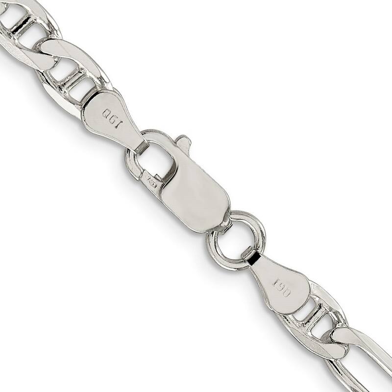 Curata 925 Sterling Silver 5.5mm Figaro Mariner Anchor Chain Necklace for Men