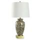Reactive Glaze Table Lamp - Speckled Brown and Brushed Gold Body - Off ...