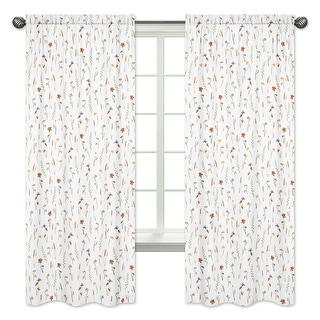 Sweet Jojo Designs Boho Floral Garden Flower Girl 84in Window Treatment Curtain Panel Drapes Pair Watercolor Bohemian Farmhouse