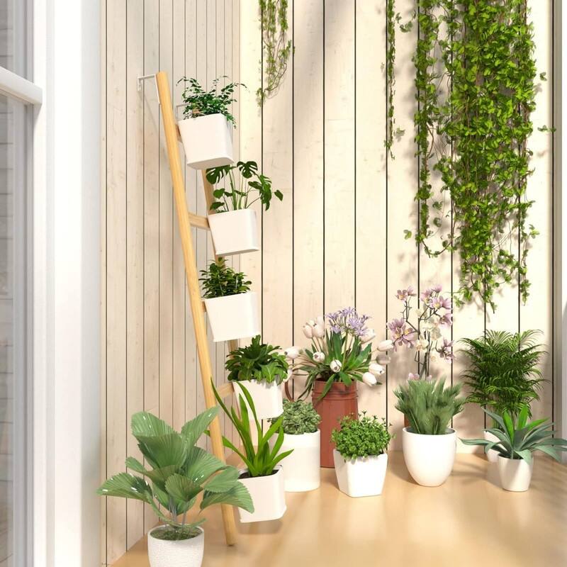 Ladder Plant Stand with 5 Metal Flower Pots Bed Bath & Beyond 39203144