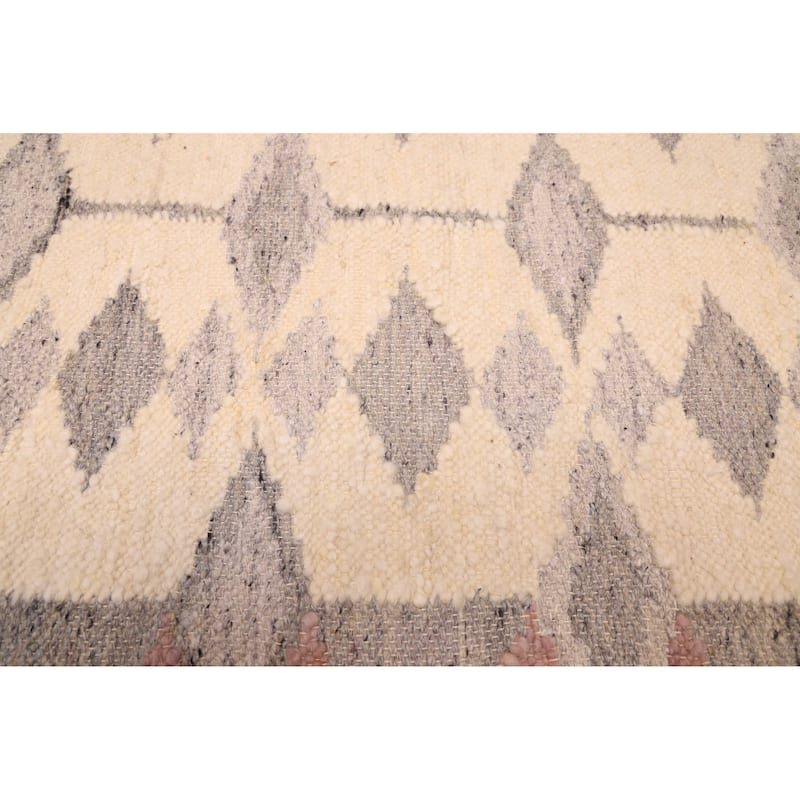 ECARPETGALLERY Flat-Weave Marrakech Cream Wool Kilim - 5'8 x 7'5