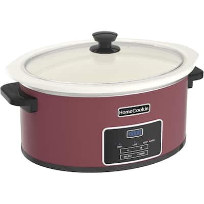 6 QT Red Digital Programmable Slow Cooker with Removable Crock