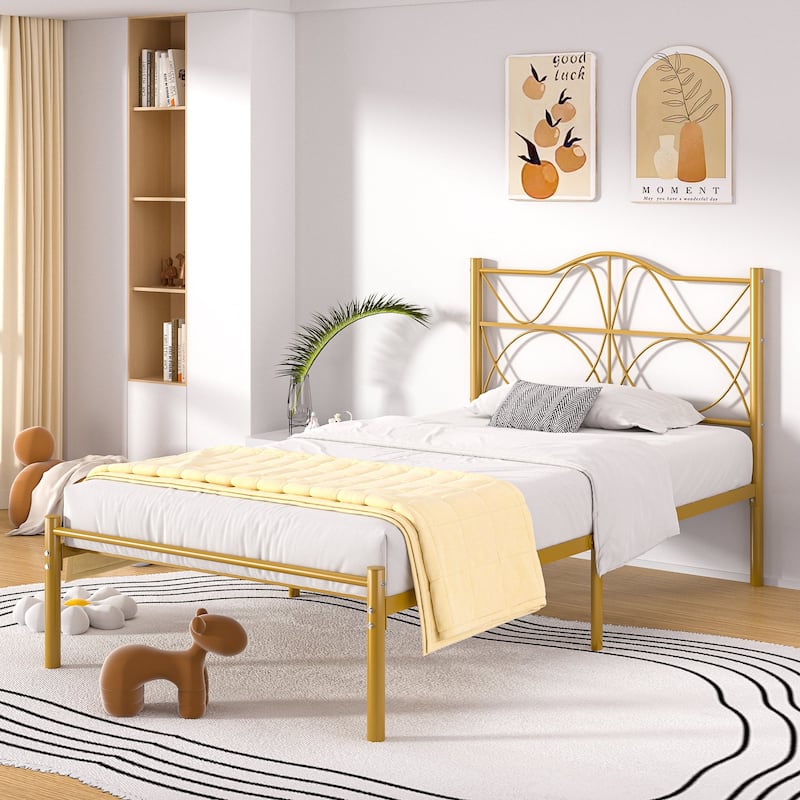VECELO Kids Bed Frame, Twin Size Bed Set of 2