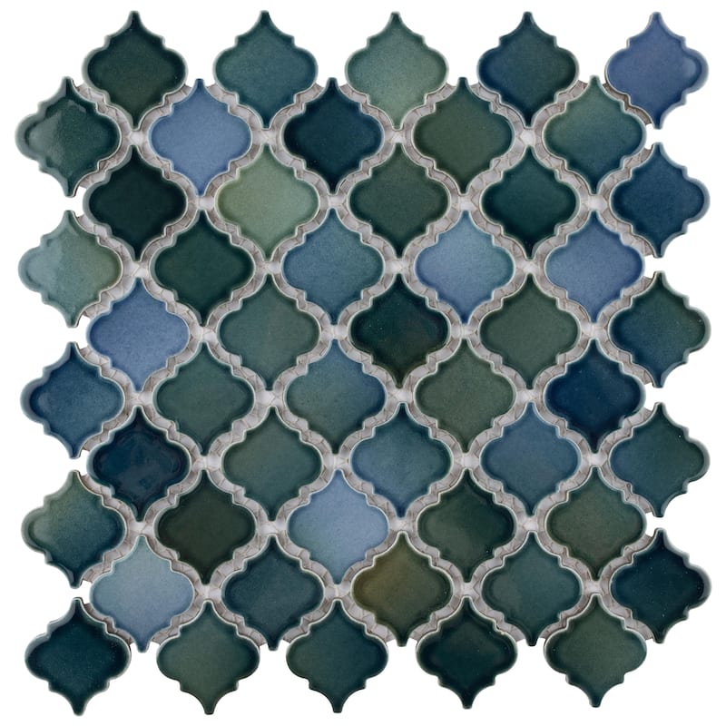 Merola Tile Hudson Tangier Lagoon 12-3/8" x 12-3/8" Porcelain Mosaic Floor and Wall Tile