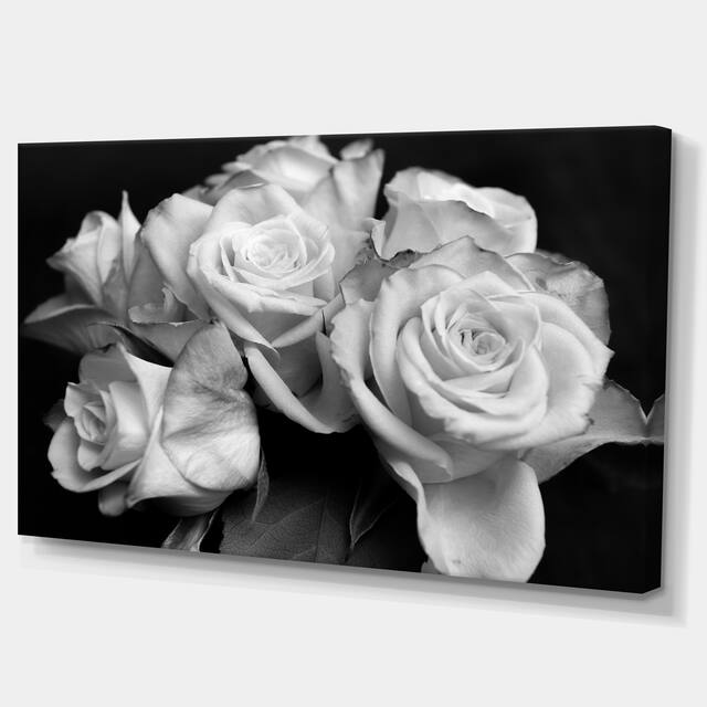 Bunch of Roses Black and White - Floral Canvas Art Print