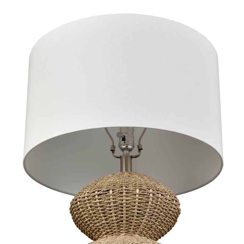 Elk Home Helia Natural With White Linen Drum Shade Table Lamp