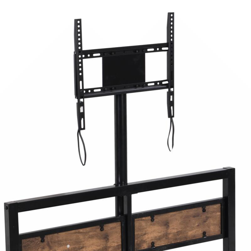Twin Size Metal Platform Bed with MDF Headboard and Footboard,Two Storage Drawers and Rotatable TV Stand