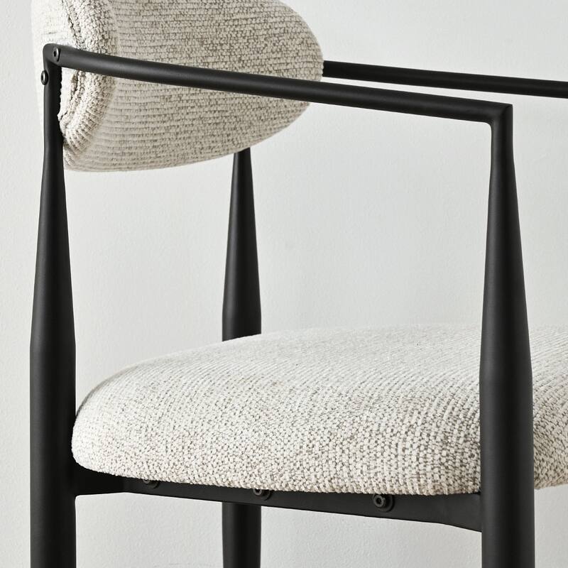 Modern Upholstered Arm Counter Stool with Metal Frame Leg(Set of 2)