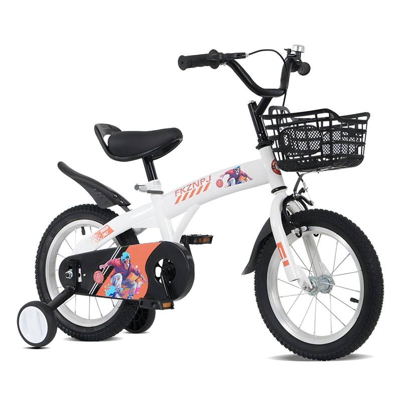 18 Inch Kids Bike with Adjustable Saddle, Dual Brakes and Training Wheels Steel Frame Bicycle for Ages 5-10