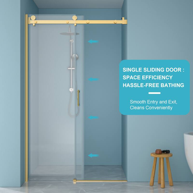 48"W x 76"H Semi-Frameless Single Sliding Shower Door - 48'' x 0.32'' x 76''