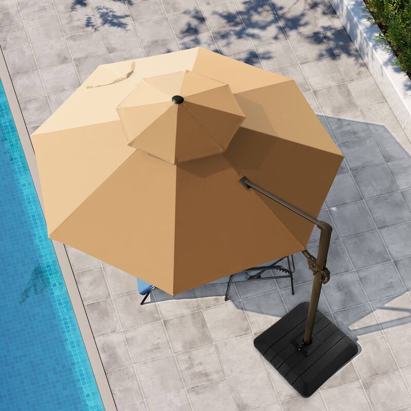 VredHom Offset Cantilever Patio Umbrella with 4-piece Fillable Base