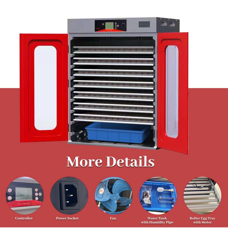 Roomfitters Egg Commercial Incubator, Automatic Digital Hatcher with Turner for Poultry Chicken Duck, Red