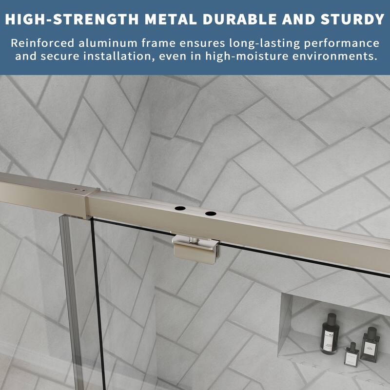 56-60" Bathtub Pivot Shower Screen Door - 60''x 71''