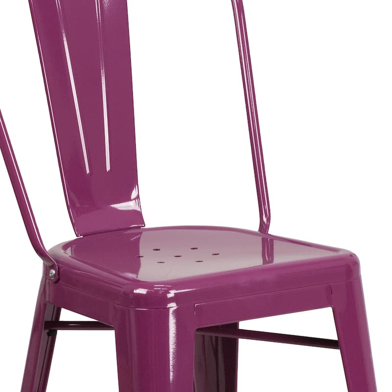 24'' High Metal Indoor-Outdoor Counter Height Stool with Back - 17.75"W x 22"D x 40.25"H