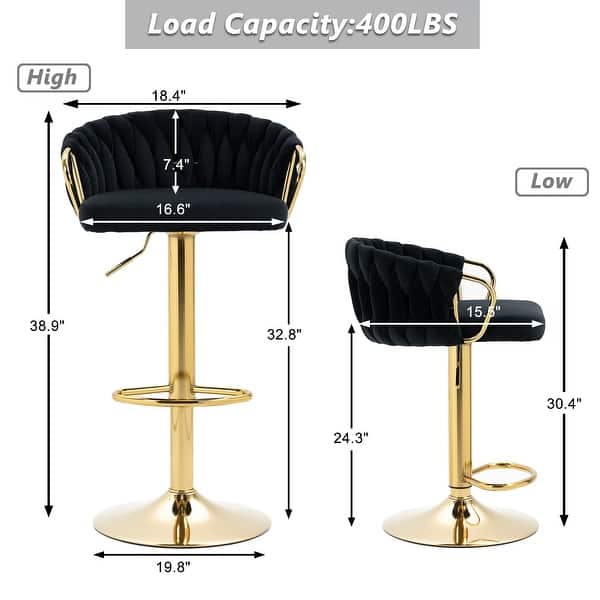 dimension image slide 0 of 6, Modern Swivel Counter Height Bar Stools Adjustable Counter Stool With Backs
