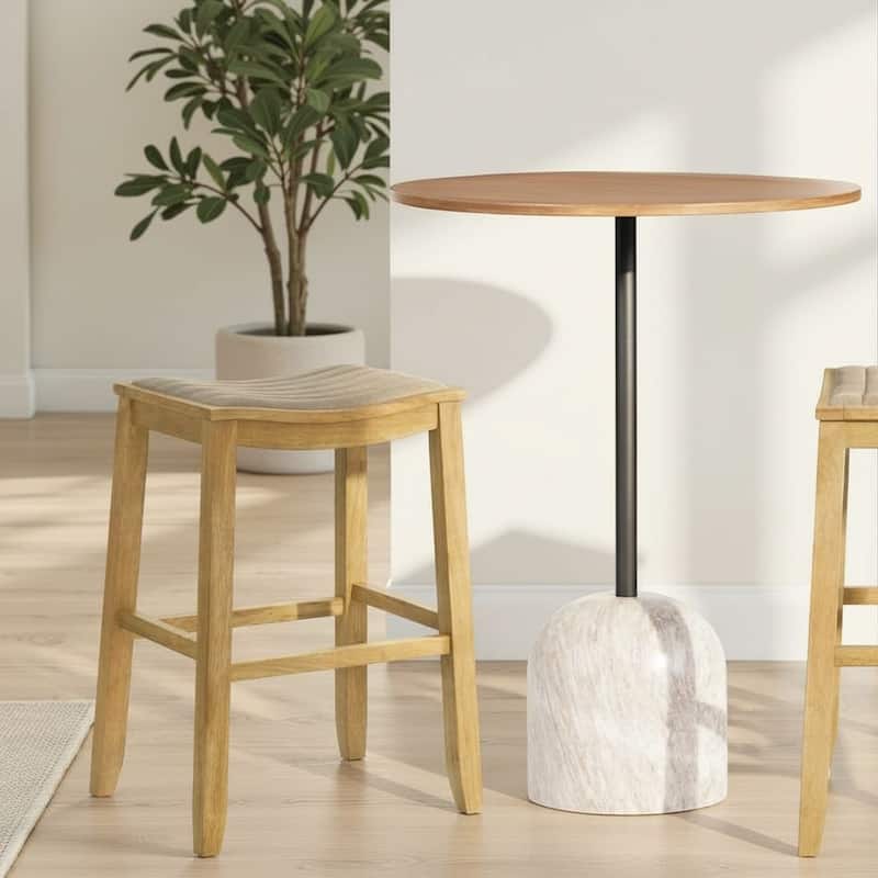 Iyani Backless Bar Stool, Counter Height Kitchen Stool with Wood Legs - Single - Amber Glow - Bar Height