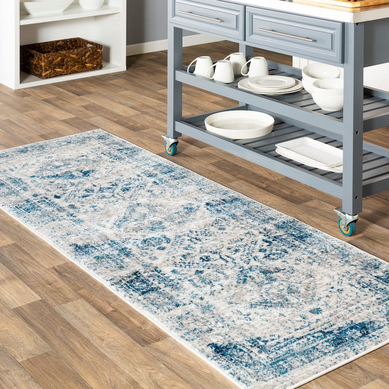 Livabliss Evry Vintage Heriz Area Rug - Sky Blue - 2' 7" x 7' 3"
