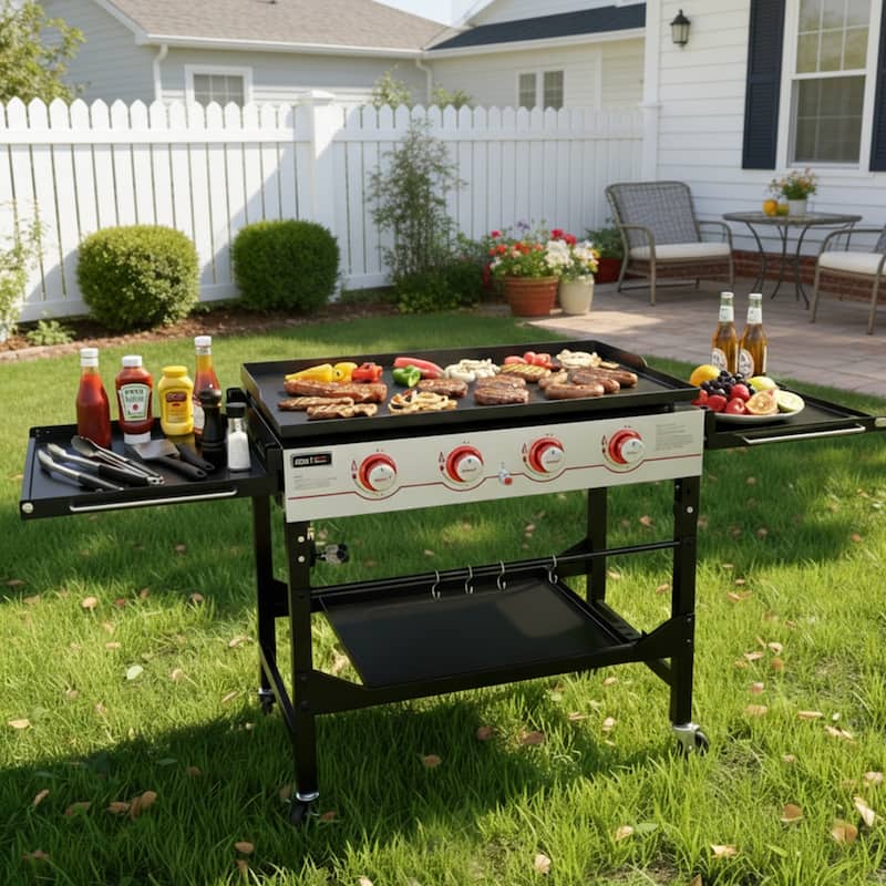 Royal Gourmet 4-Burner Propane Grill Griddle combo with Top Cover Lid