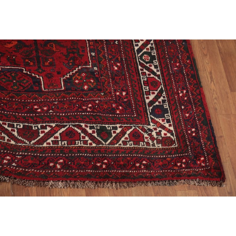 Tribal Geometric Qashqai Persian Vintage Rug Handmade Wool Carpet - 7'7" x 10'9"
