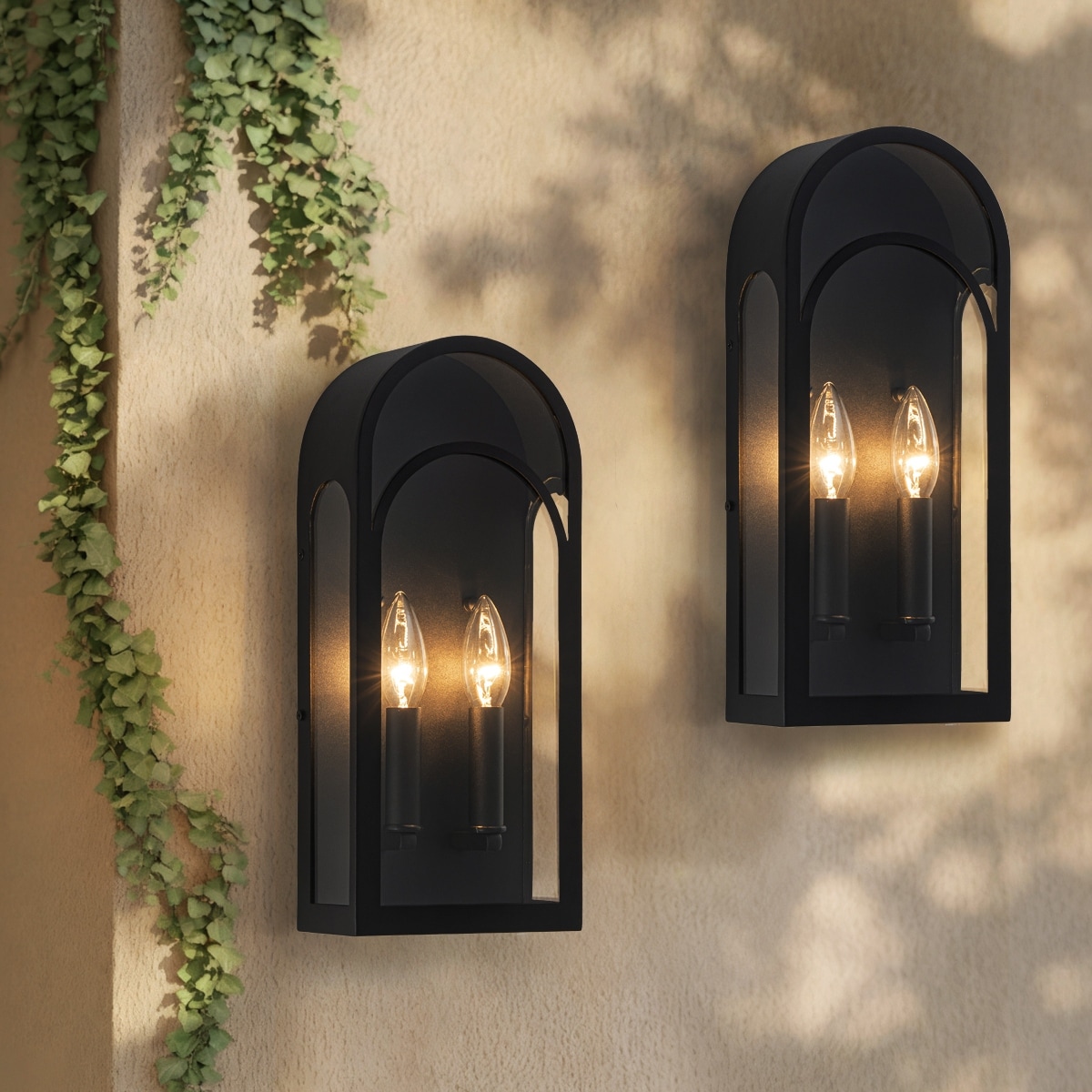 Arched Shape Outdoor Wall Lantern with Clear Glass