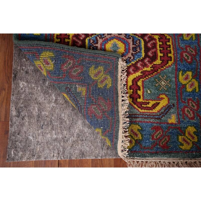 Geometric Kazak Oriental Runner Rug Hand-Knotted Wool Carpet - 2'6"x 9'9"