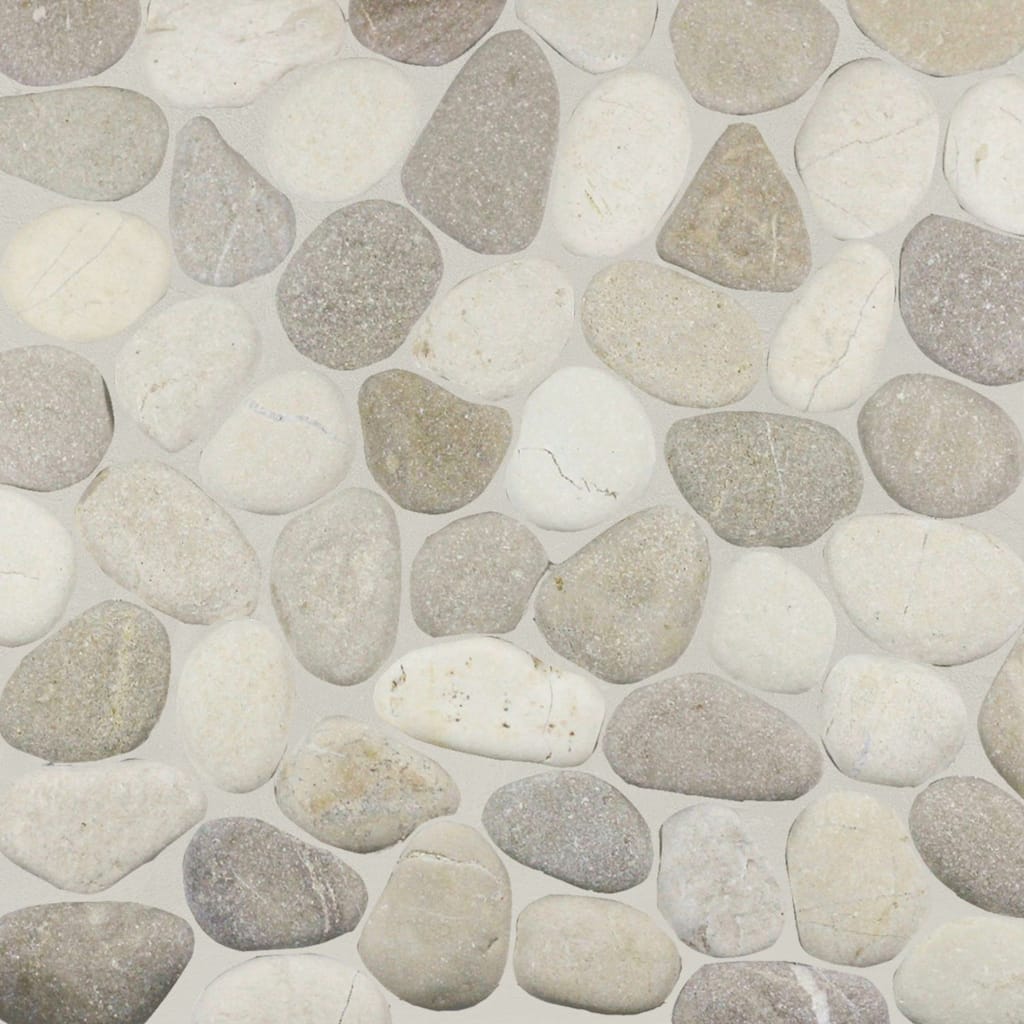 Seasalt Pebble Mosaic Tumbled Stone Backsplash Tiles for Kitchen Walls, Shower and Bathroom Floors 12" X 12" (5 Sqft per case)