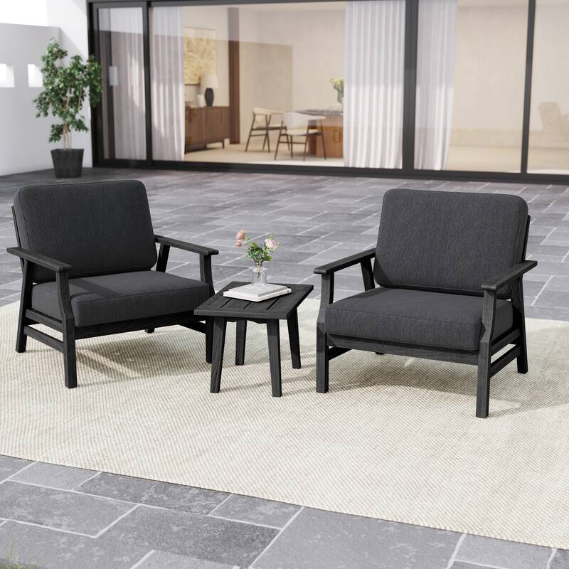 3-piece Cushioned Outdoor Club Chiars With Side Table