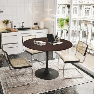 Modern Round Dining Table with Solid Wood Grain Table Top - Bed Bath ...