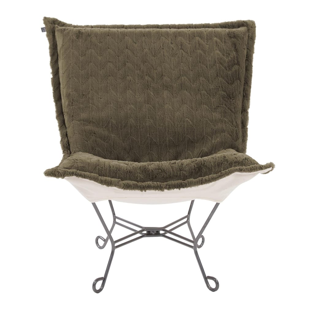 Allan Andrews Scroll Puff Chair with Titanium Frame, Angora Collection